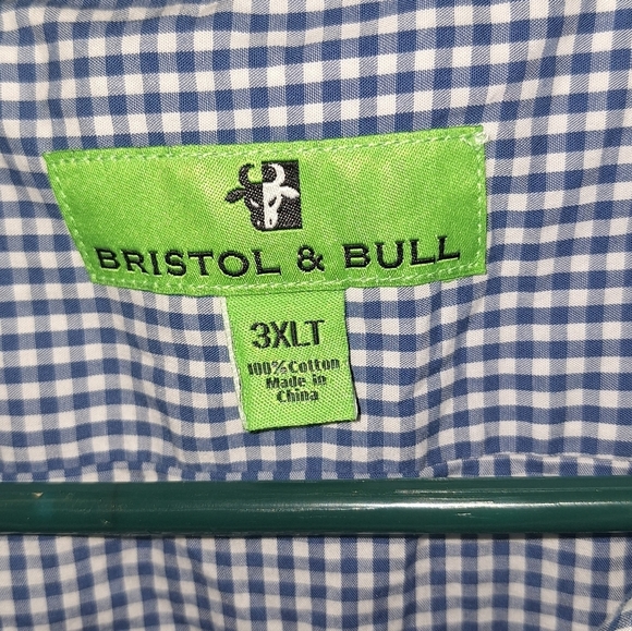 A Bristol Bull men's 3XLT long sleeve button-down. Blue checkered. - Picture 2 of 6